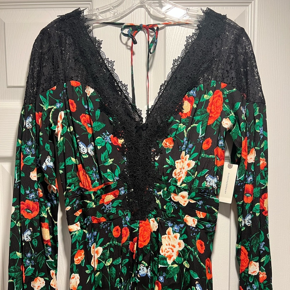 NWT Anthropologie Lacy V-Neck Mini Dress, Size 2 - Picture 9 of 14